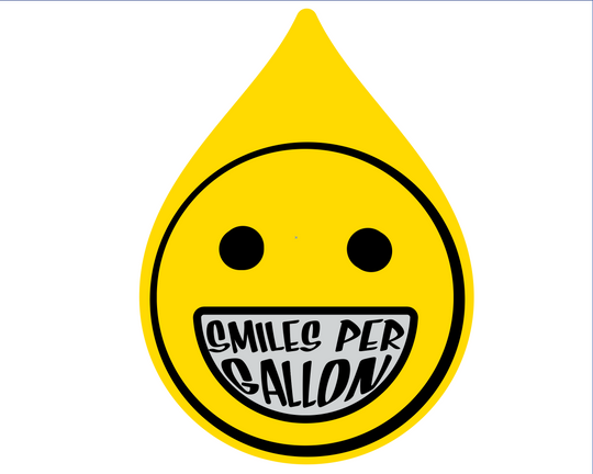 Smiles Per Gallon Sticker