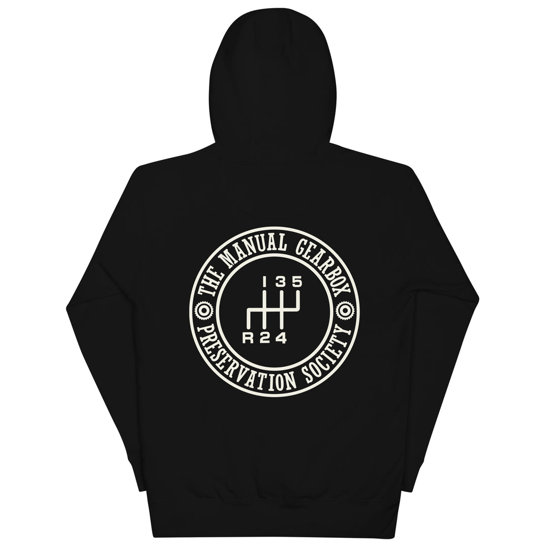 TMGPS Insignia Hoodie - 5 Speed Reverse Bottom Left, Black, back